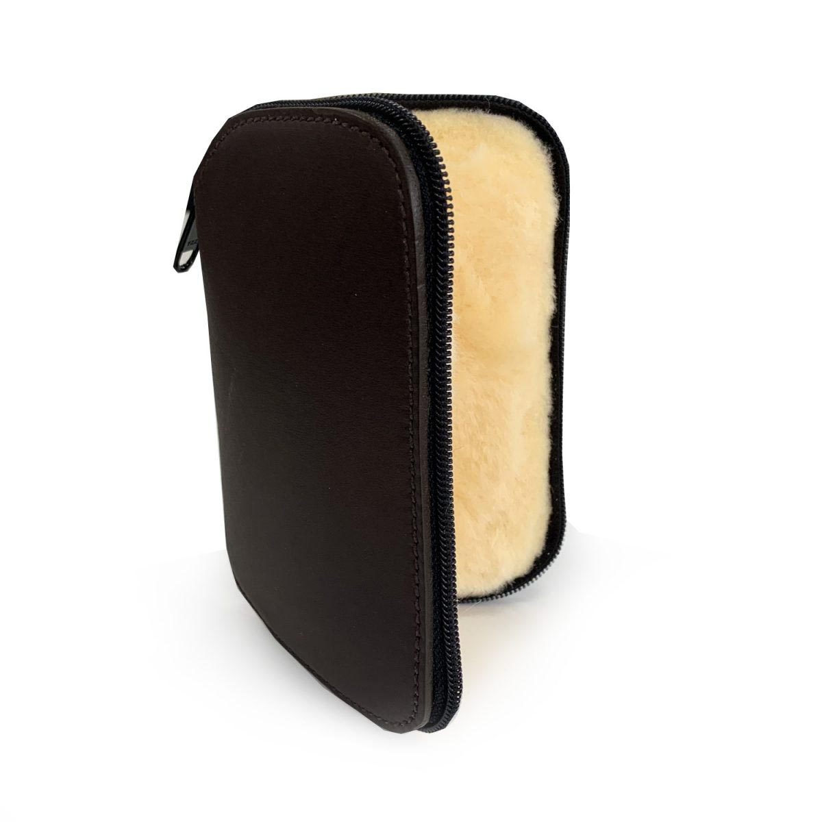 Rustic Style Leather Fly Wallet with Double Popper and Sheepskin Shearling  or Foam Lining - Choice of Colours